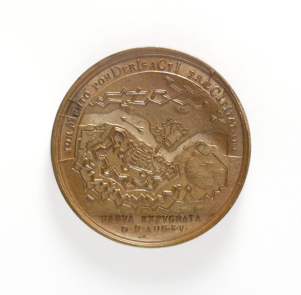 Detail of Medal commemorating the capture of Narva, 1704; reverse by T. Iwanov