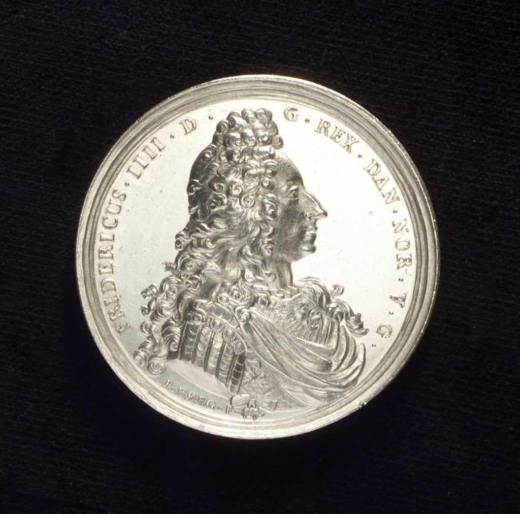 Detail of Medal commemorating the Battle of Amager, 1710; obverse by P. Berg