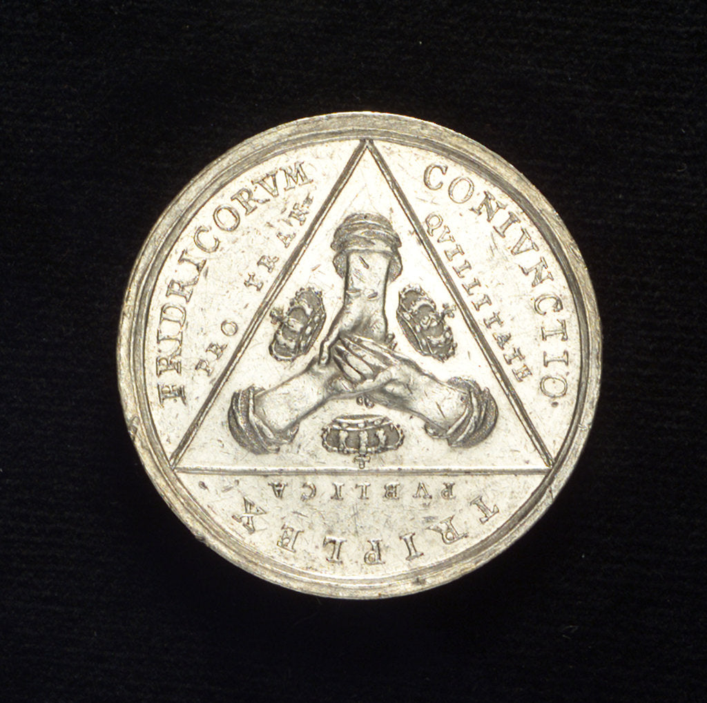 Detail of Medal commemorating the success of the Allies against Sweden, 1715; obverse by unknown