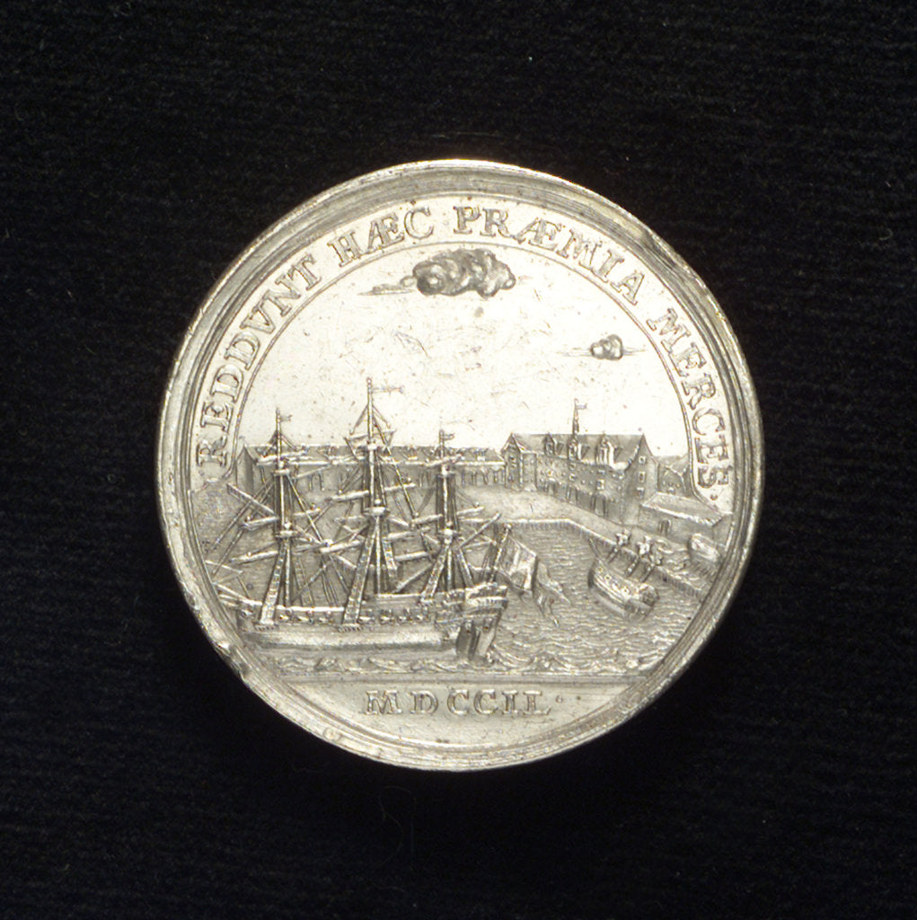 Detail of Medal commemorating the West Indian Company of Denmark; reverse by G.W. Wahl