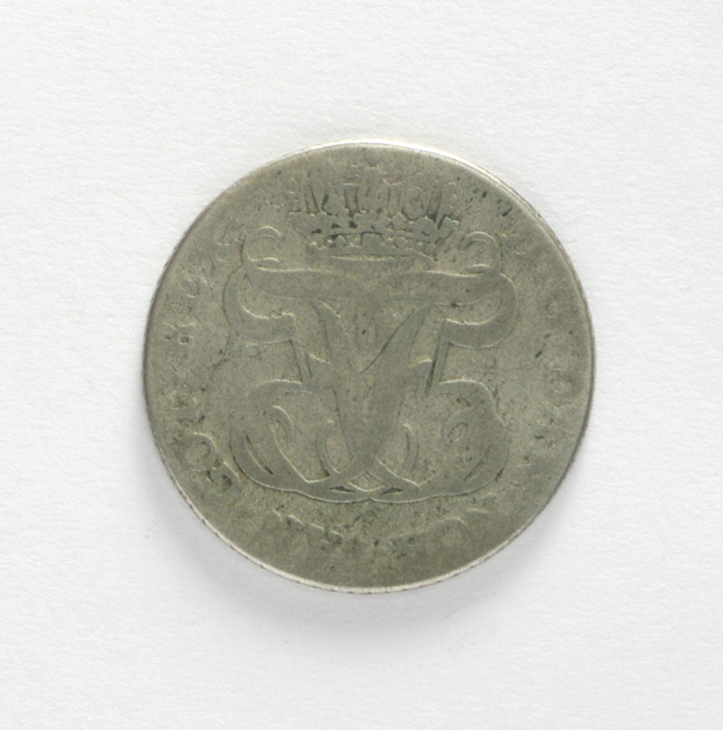 Detail of Danish West Indian coin; XII skilling; obverse by unknown