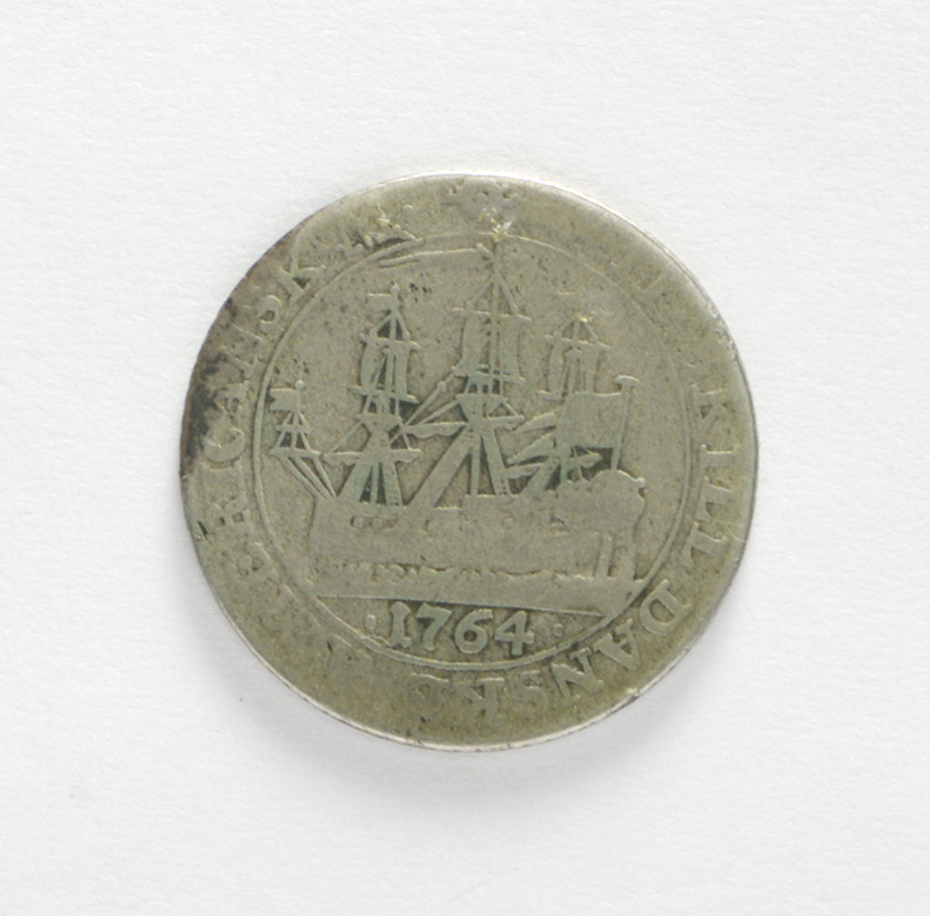 Detail of Danish West Indian coin; XII skilling; reverse by unknown