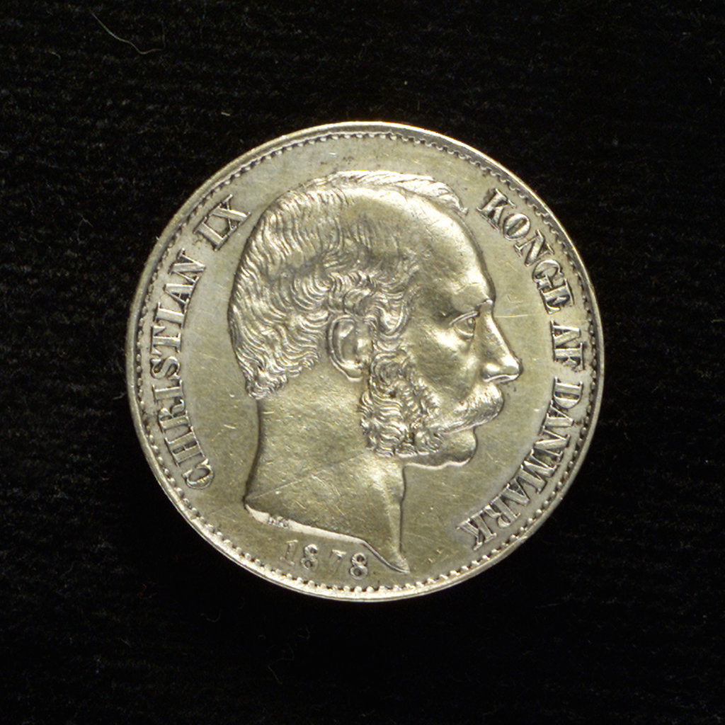 Detail of A Danish West Indian coin, 20 cents; obverse by H. Conradsen