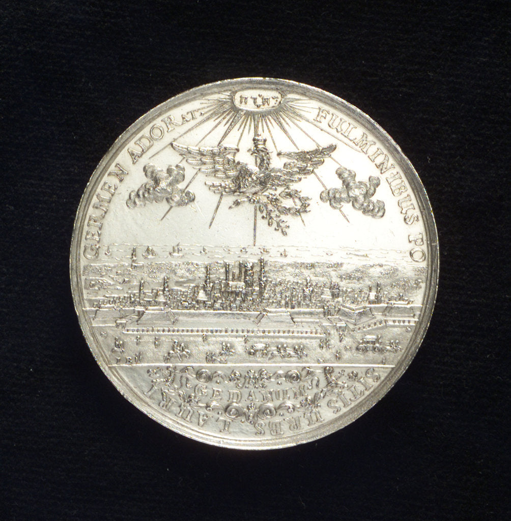 Detail of Medal commemorating the Peace of Oliva, 1660; obverse by J. Bensheimer