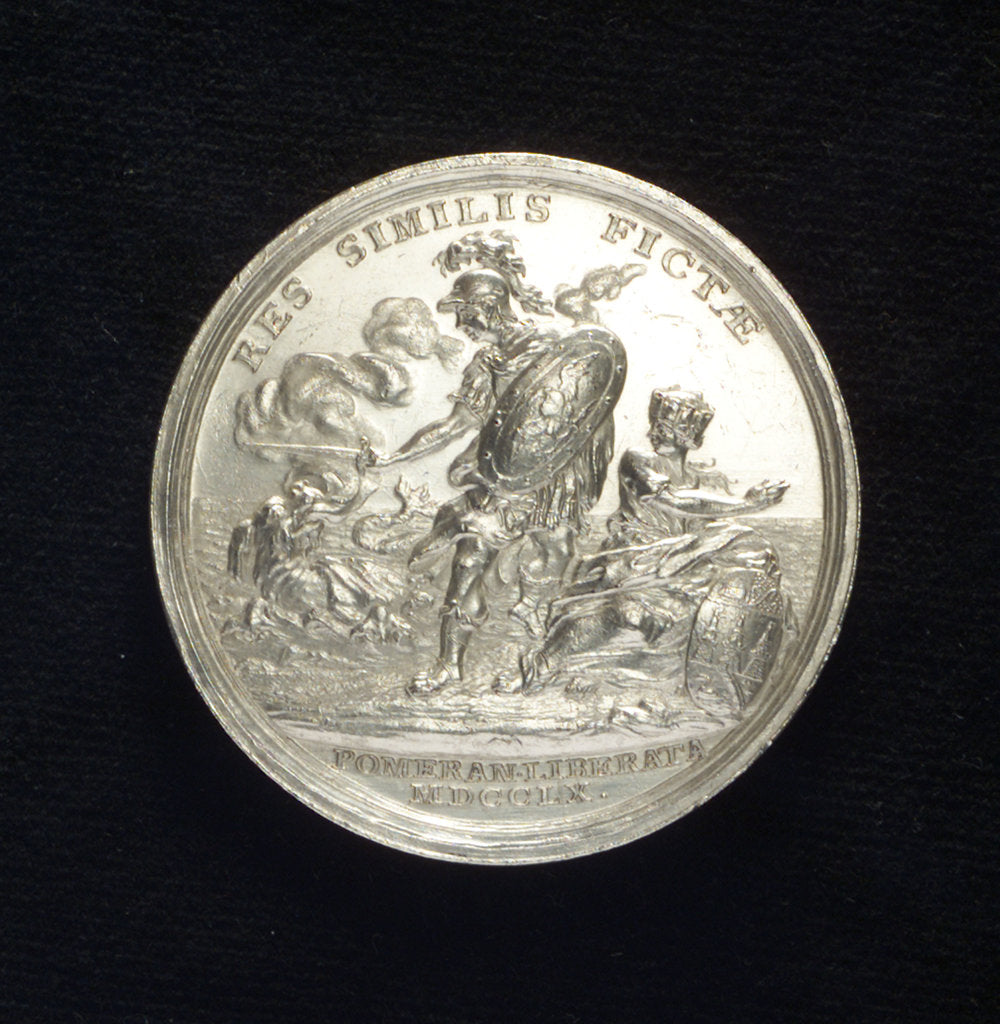 Detail of Medal commemorating the defence of Colberg and H.S. von der Heyde, 1760; reverse by N. Georgi