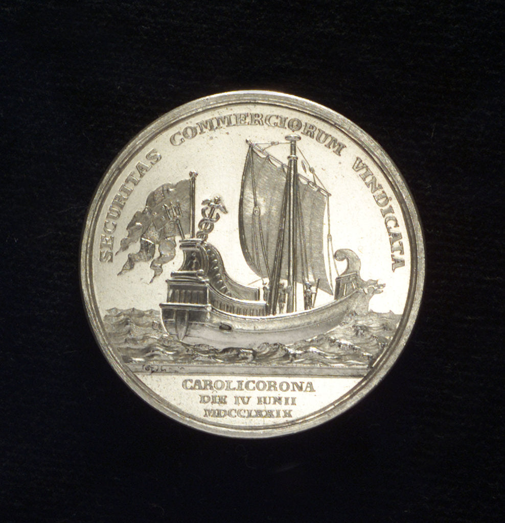 Detail of Medal commemorating the protection of sea trade; reverse by Gustav Ljungberger