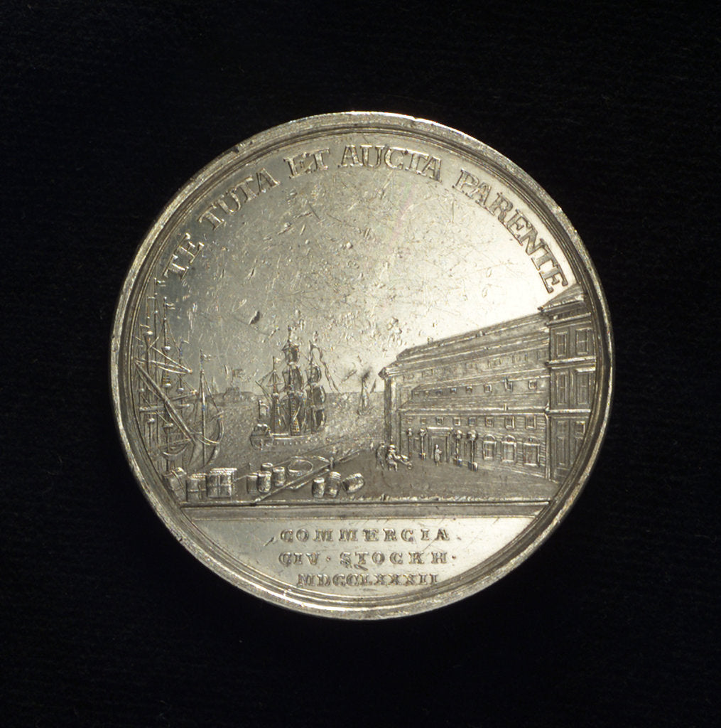 Detail of Medal commemorating the Royal care of Commerce of Stockholm; reverse by Gustav Ljungberger