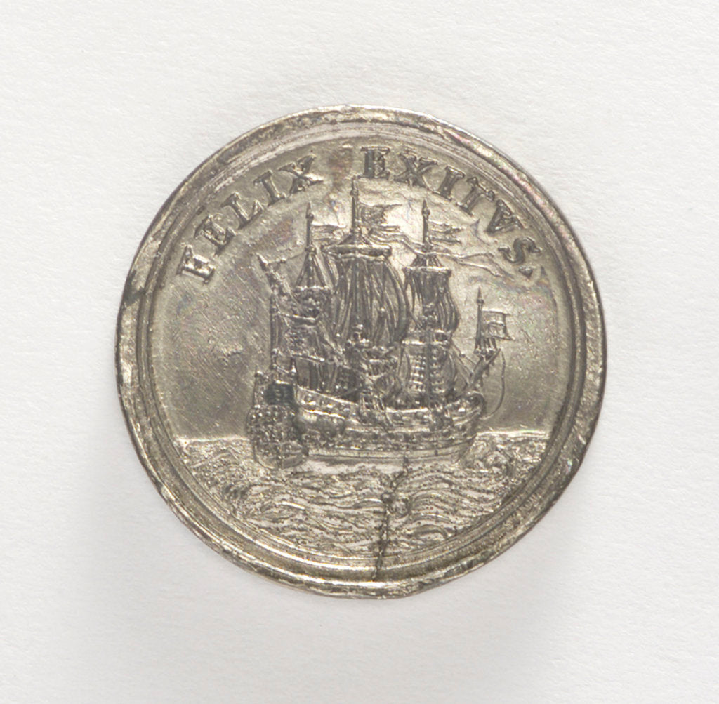 Detail of Counter commemorating the arrival of King Charles III in Portugal, 1703; obverse by C. Wermuth