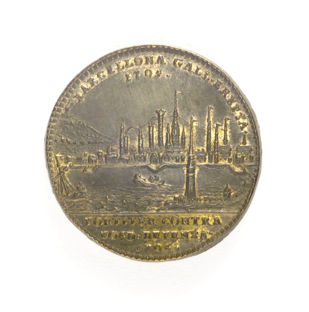Detail of Counter commemorating the relief of Barcelona, 1706; reverse by J.G. Lauffer