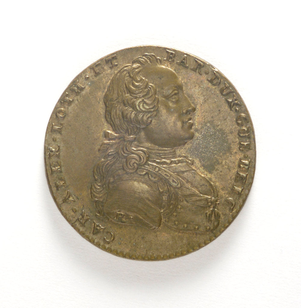 Detail of Counter commemorating Charles Alexander Duke of Lothaire and Barri, Governor of Belgium; obverse by R.