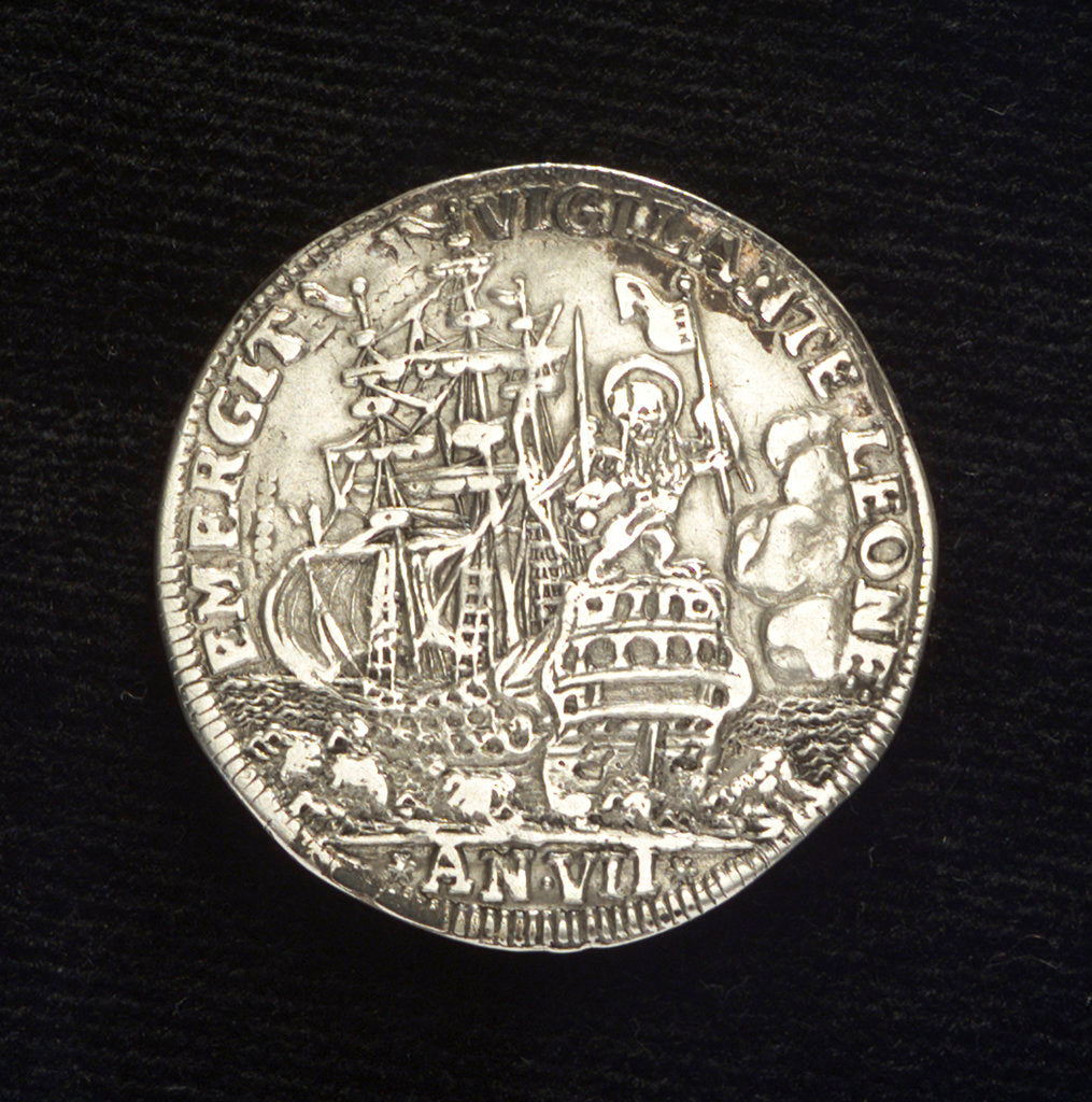 Detail of Counter commemorating three ships for the defence of Lake Garda; reverse by B.G.