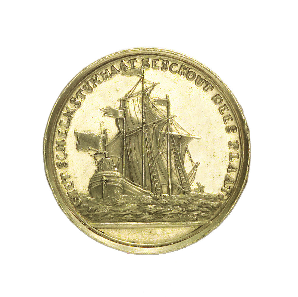 Detail of Counter commemorating the sinking of the 'Groenebosch', 1721; obverse by unknown