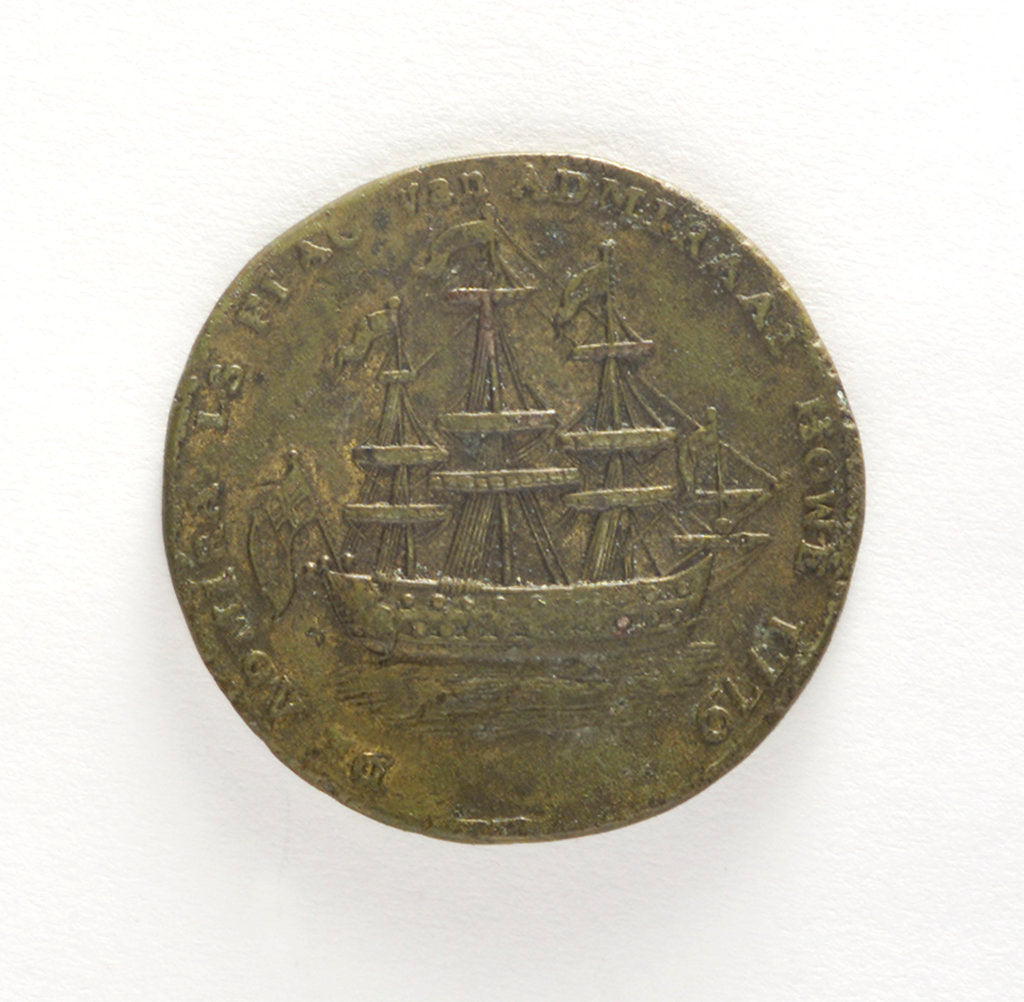 Detail of Counter commemorating Rhode Island relieved and evacuated, 1779; reverse by unknown