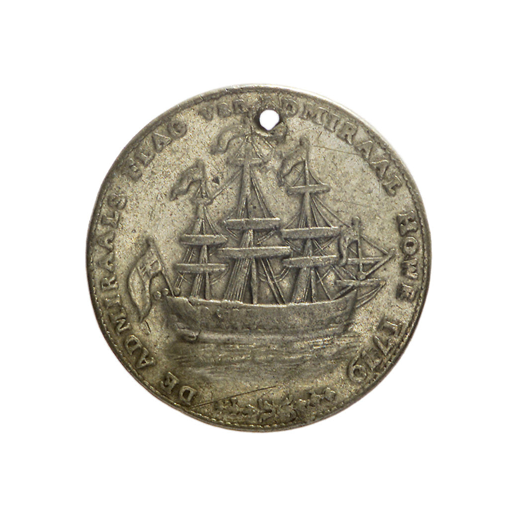 Detail of Counter commemorating Rhode Island relieved and evacuated, 1779; reverse by unknown