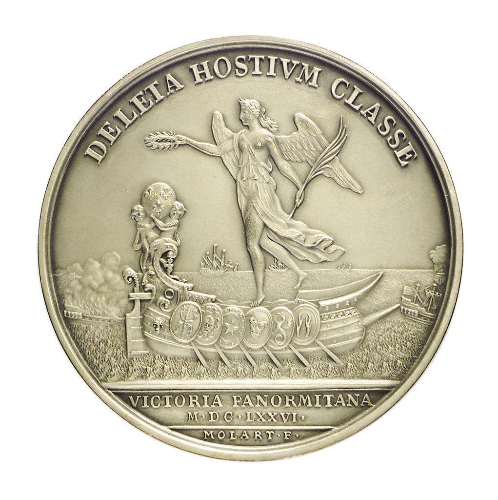 Detail of Medal commemorating the defeat of the Dutch and Spanish Fleets off Catania, 1676; reverse by H. Roussel