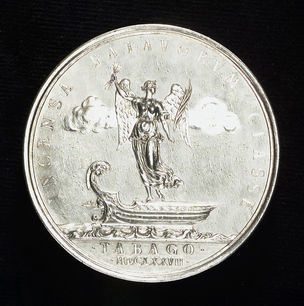 Detail of Medal commemorating the capture of Tobago, 1677; reverse by A. Meybusch