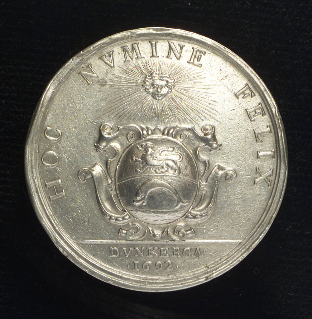Detail of Medal commemorating the protection of Dunkirk; reverse by J. Nilis