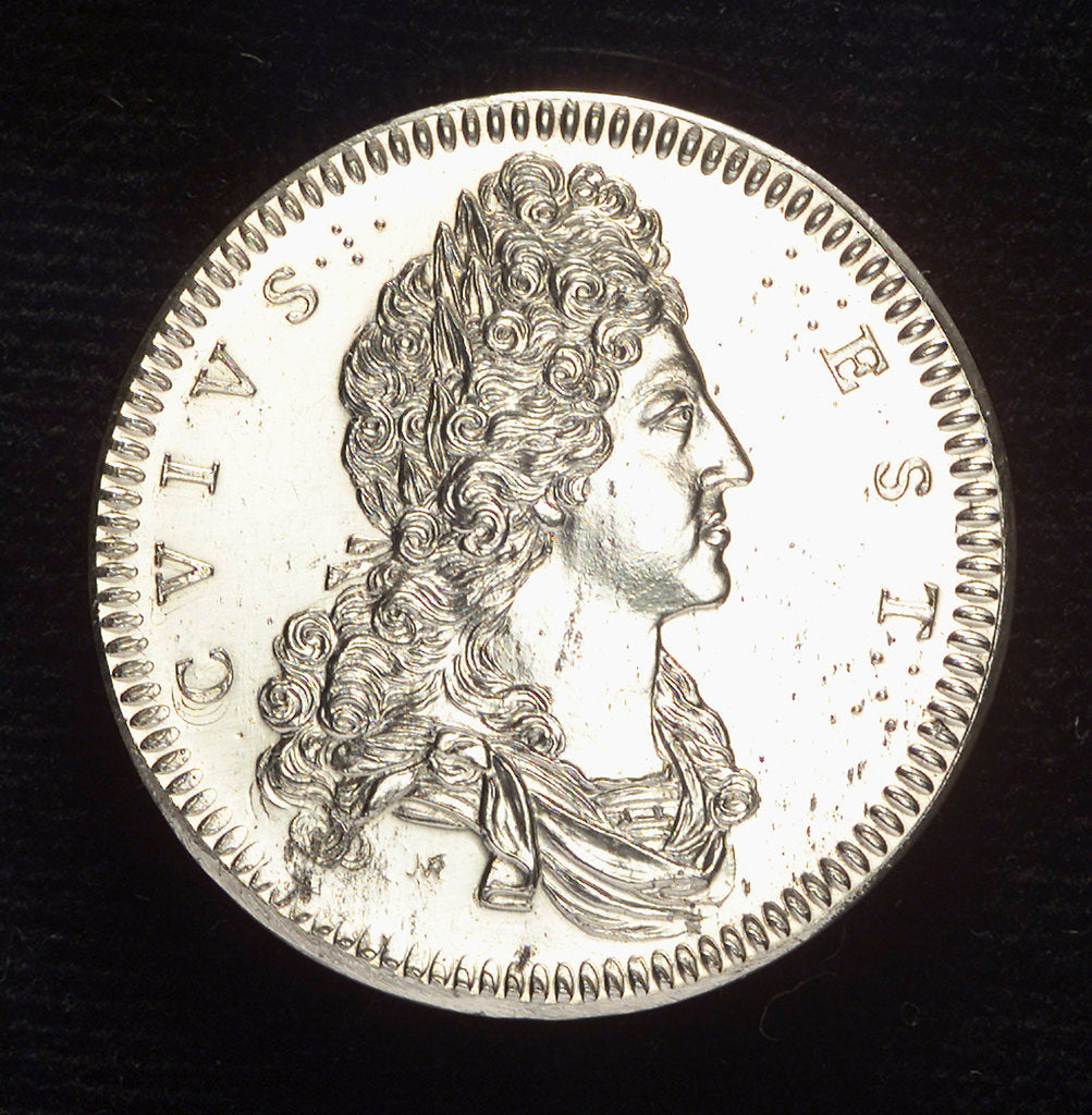 Detail of Medal commemorating James the Elder Pretender (1688-1766); obverse by N. Roettier