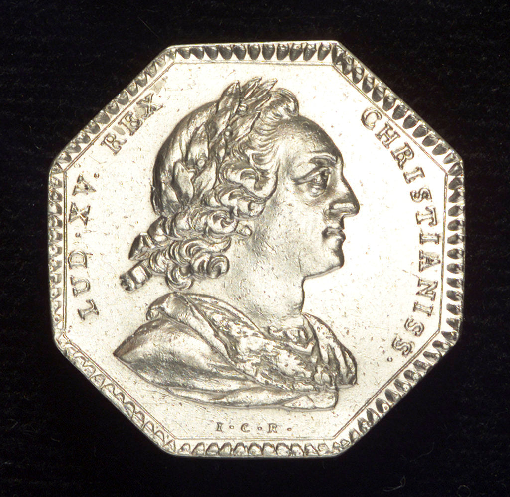 Detail of Medal commemorating the presentation to King Louis XV of an eighty-gun ship; obverse by J.C. Roettier