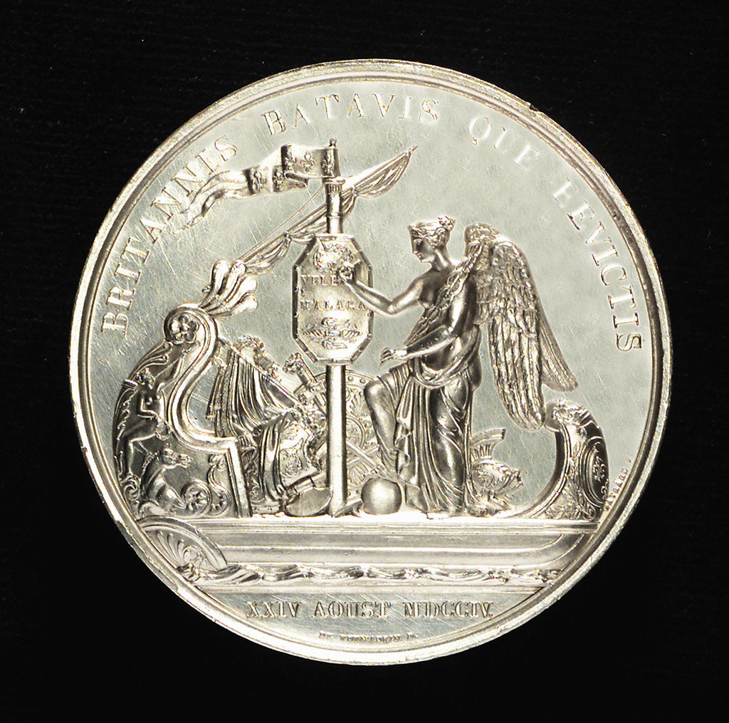 Detail of Memorial medal to Admiral Louis Alexandre de Bourbon, Comte de Toulouse (1678-1737), commemorating the action off Malaga 1704; reverse by R. Gayrard