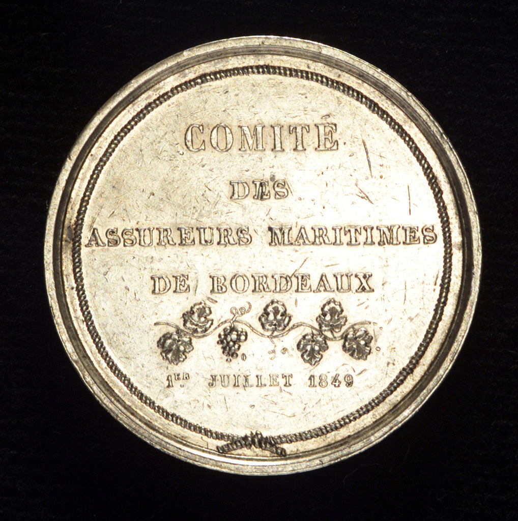 Detail of Medal commemorating the committee of Marine Insurers of Bordeaux; reverse by E. Rogat