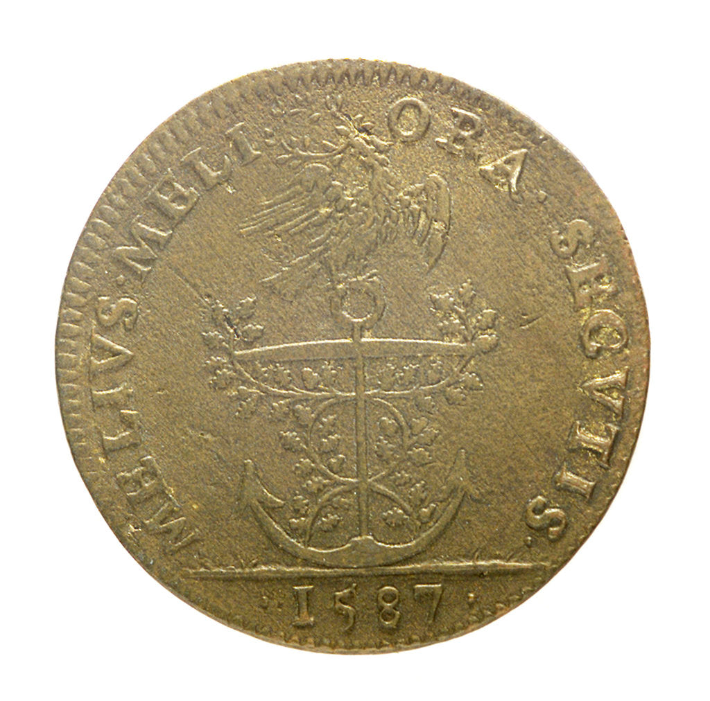 Detail of Counter commemorating the death of Admiral Duc de Joyeuse, 1587; reverse by unknown