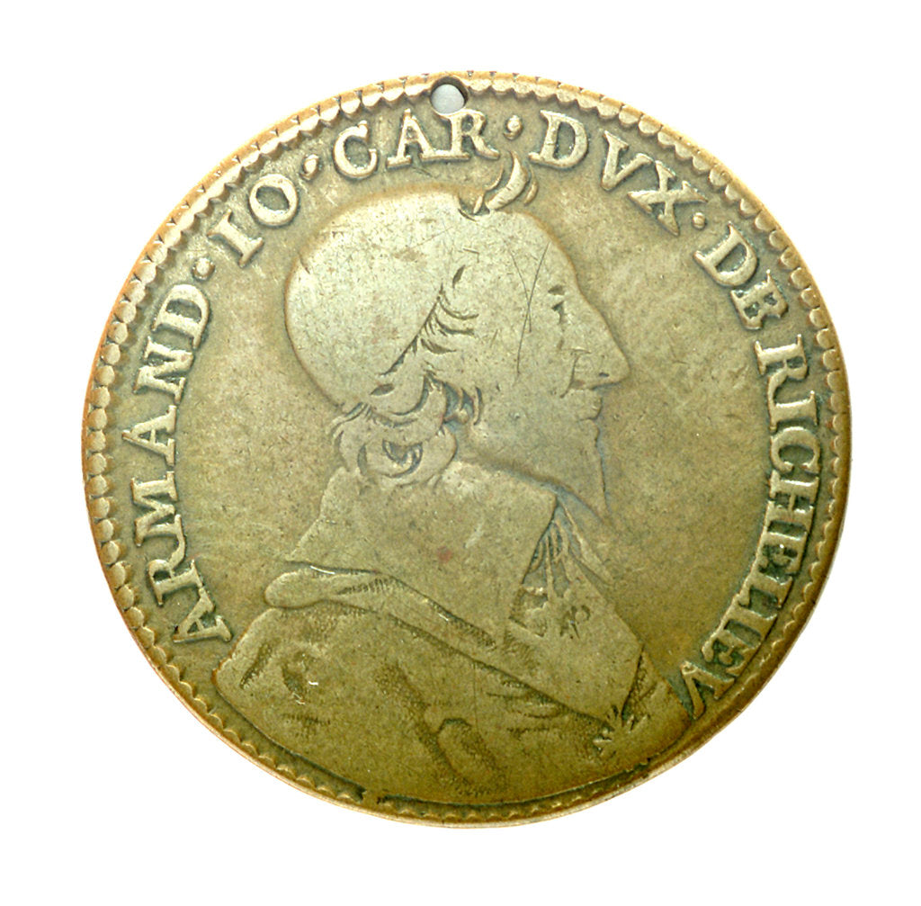 Detail of Counter commemorating Cardinal Armand Jean Duplessis, Duc de Richelieu (1585-1642); obverse by unknown