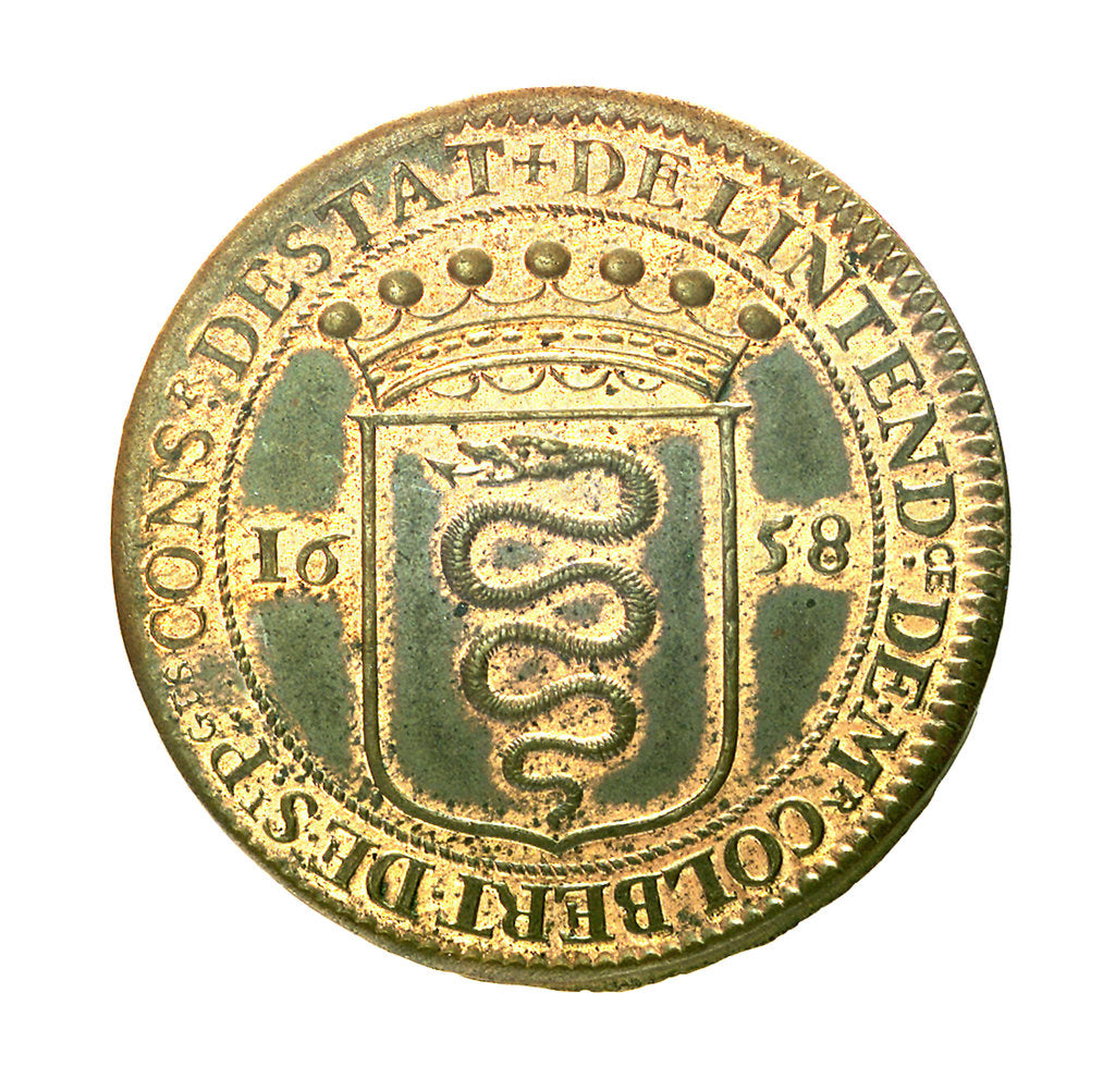 Detail of Counter commemorating Jeane Baptiste Colbert (1619-83), Councillor of State; obverse by unknown