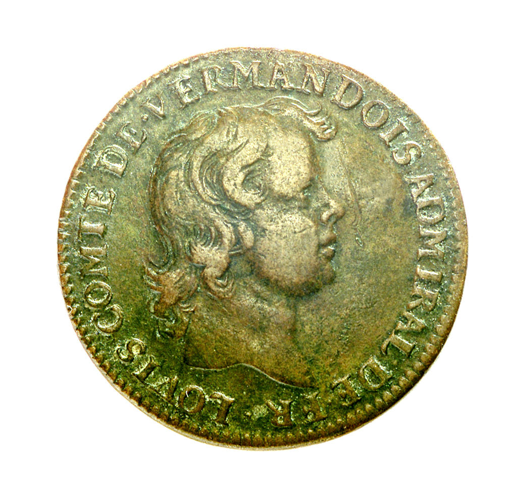 Detail of Counter depicting Admiral Louis de Bourbon, Comte de Vermandois (1667-1683) in childhood; obverse by unknown