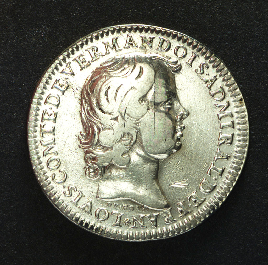 Detail of Counter commemorating the Battle of Sole Bay, 1672; obverse by J.B. Dufour