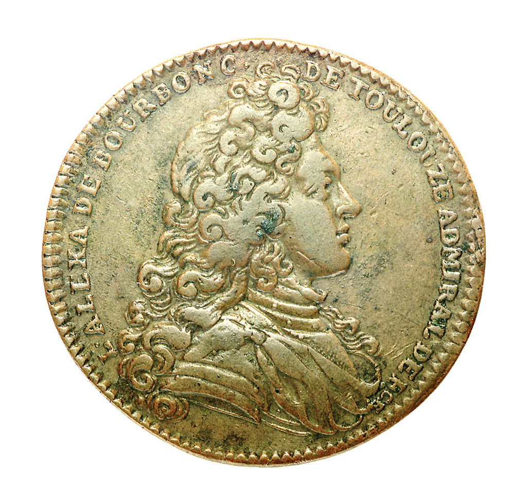 Detail of Counter commemorating  Louis A. de Bourbon, Duc du Maine (born 1670),  Grandmaster of Artillery; obverse by unknown