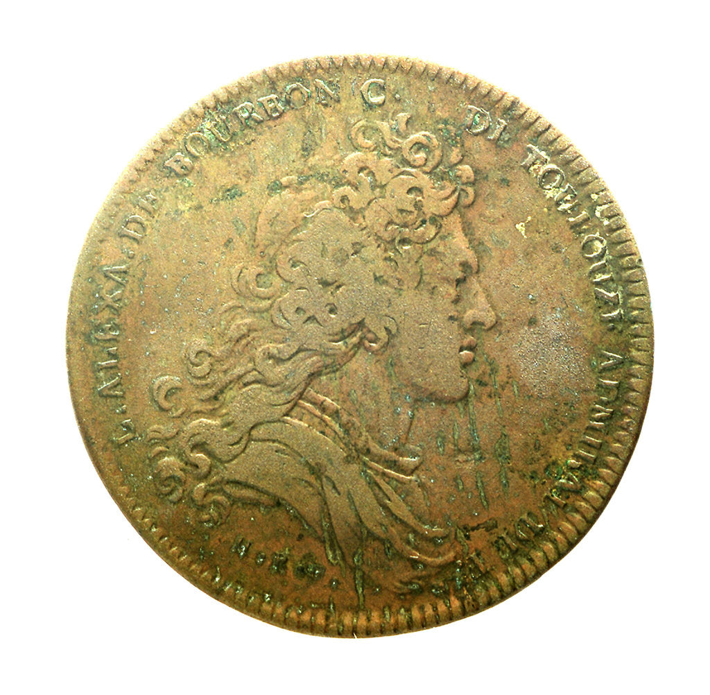 Detail of Counter commemorating Admiral Louis Alexandre de Bourbon, Comte de Toulouse (1678-1737); obverse by H. Roussel
