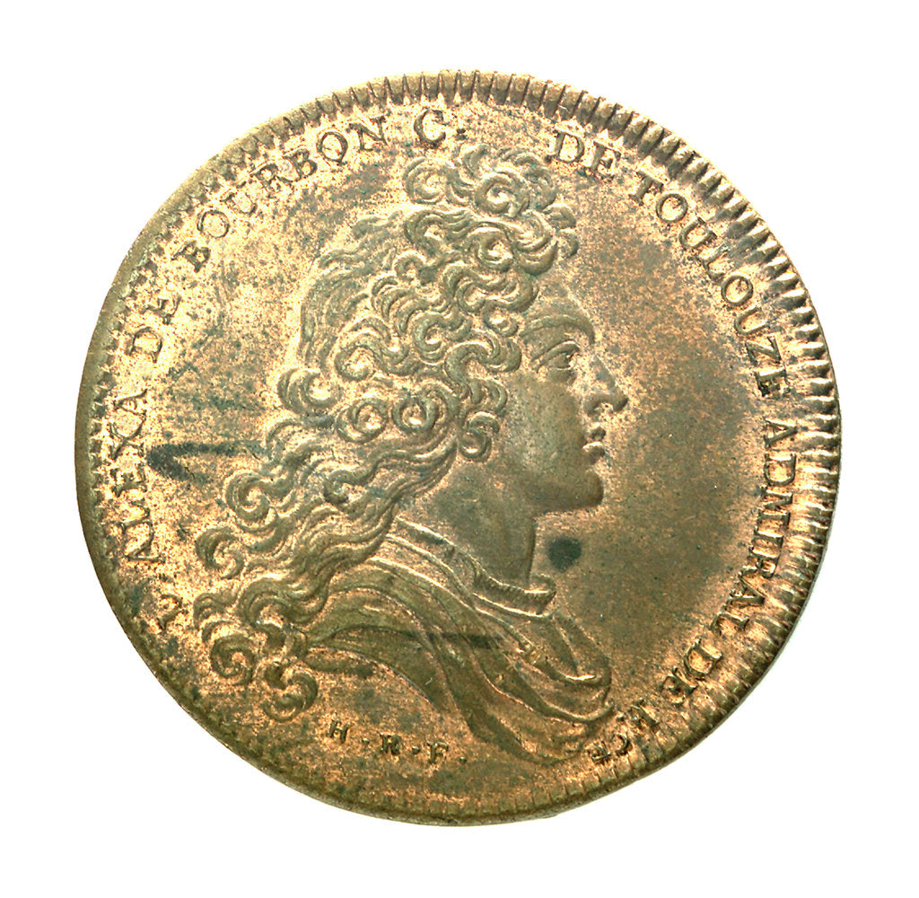 Detail of Counter commemorating the Spanish galleons burnt in Vigo harbour, 1703; obverse by H. Roussel