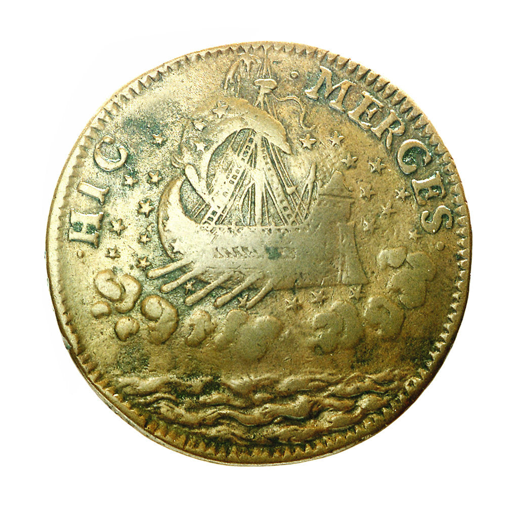 Detail of Commemorative counter bearing the legend 'HIC MERCES HIC LABOR'; obverse by unknown