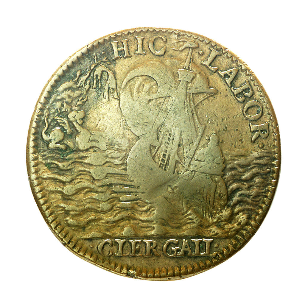 Detail of Commemorative counter bearing the legend 'HIC MERCES HIC LABOR'; reverse by unknown