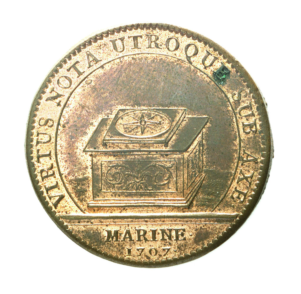 Detail of Counter commemorating the plunder of St Christopher and Nevis; reverse by H. Roussel