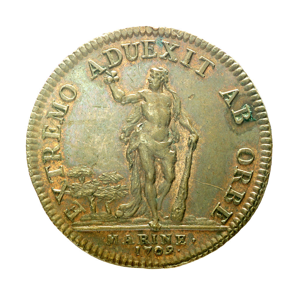 Detail of Counter commemorating the French Convoy's safe return, 1708; reverse by unknown