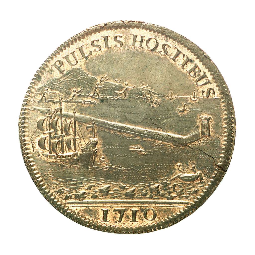 Detail of Counter commemorating a French treasure ship blown up in Hyères Bay, 1710 by unknown