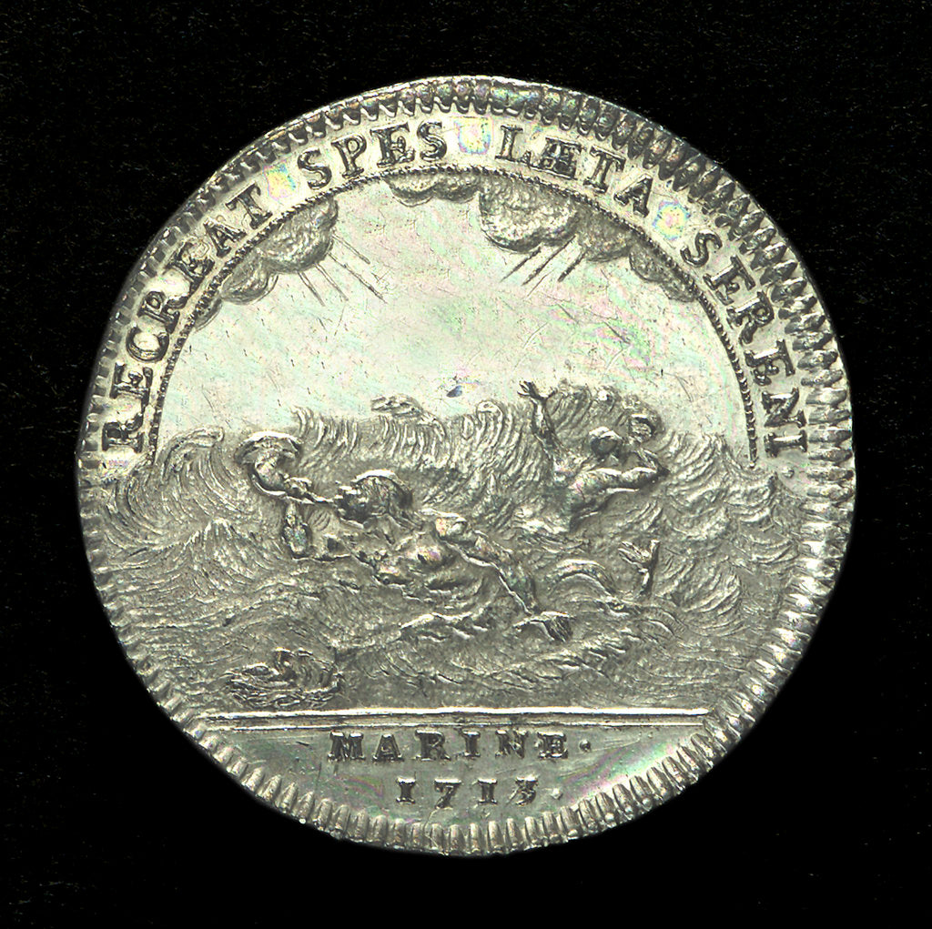 Detail of Counter commemorating  Admiral Louis Alexandre de Bourbon, Comte de Toulouse (1678-1737); reverse by unknown