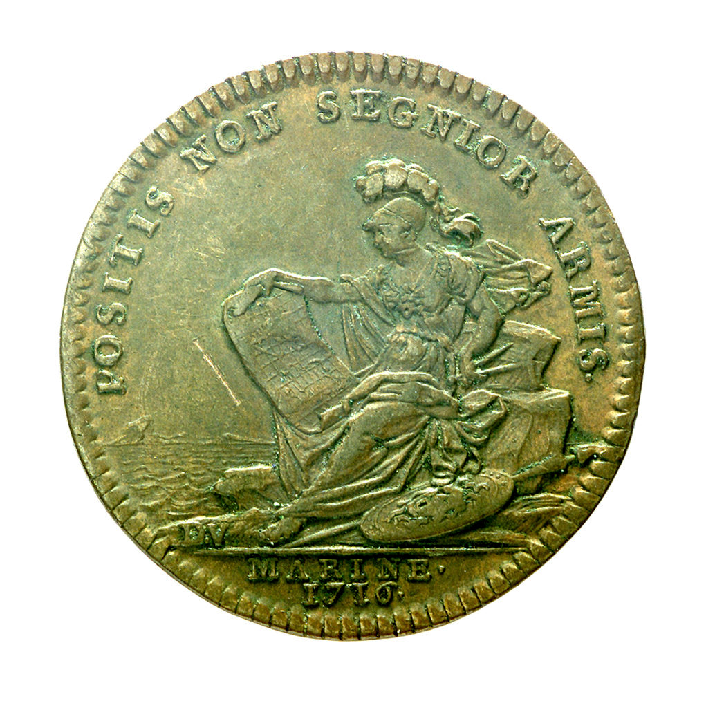 Detail of Counter commemorating the navy active in time of peace; reverse by J. Duvivier
