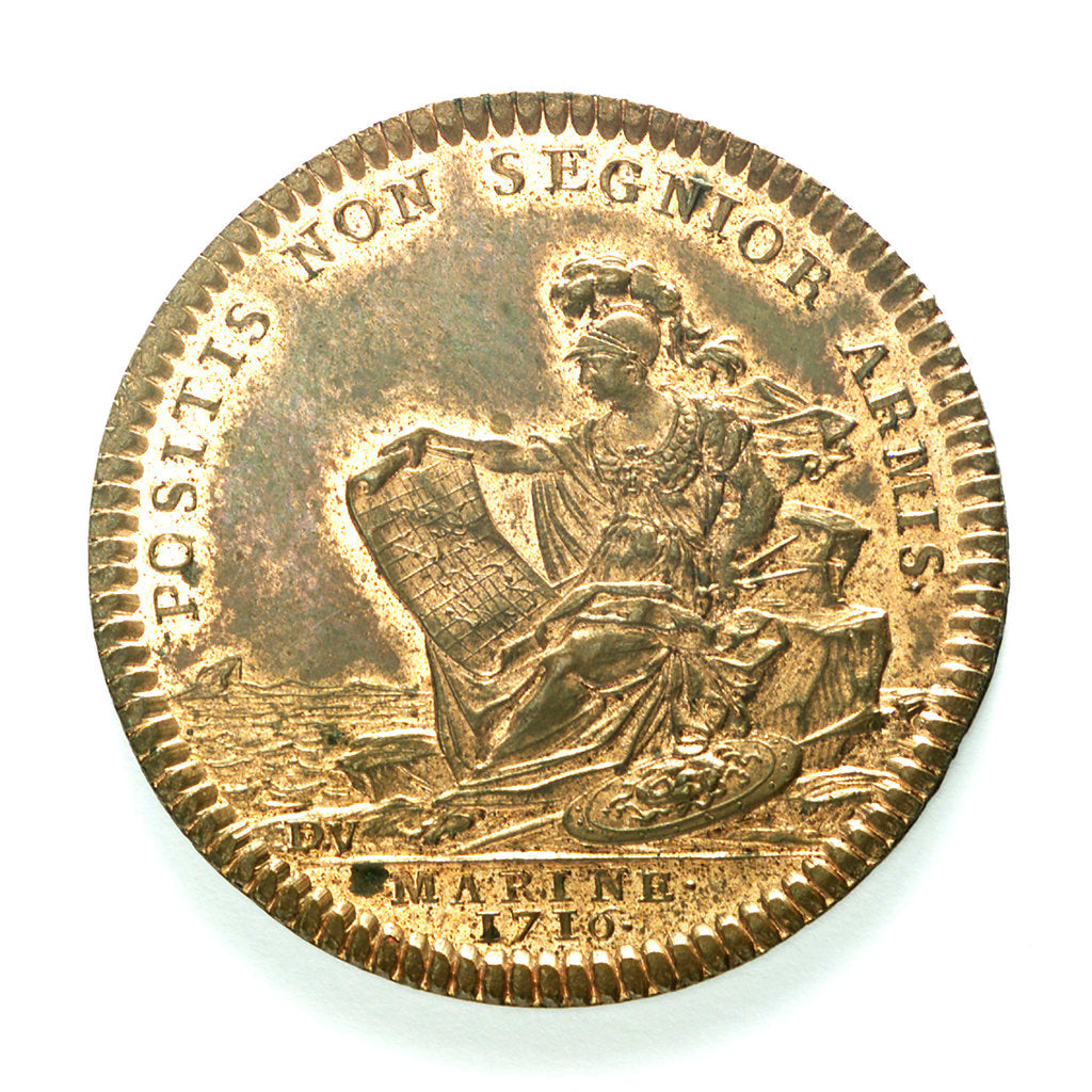 Detail of Counter commemorating the navy active in time of peace; reverse by J. Duvivier