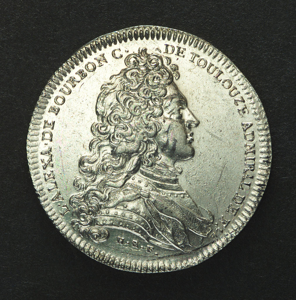 Detail of Counter commemorating the survival of the East India Company following the collapse of Law's enterprises; obverse by H. Roussel