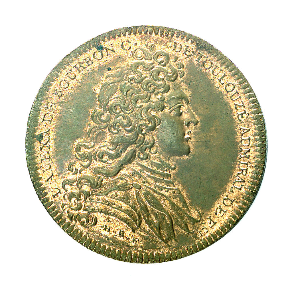 Detail of Counter commemorating Cardinal Fleury's neglect of the navy; obverse by H. Roussel