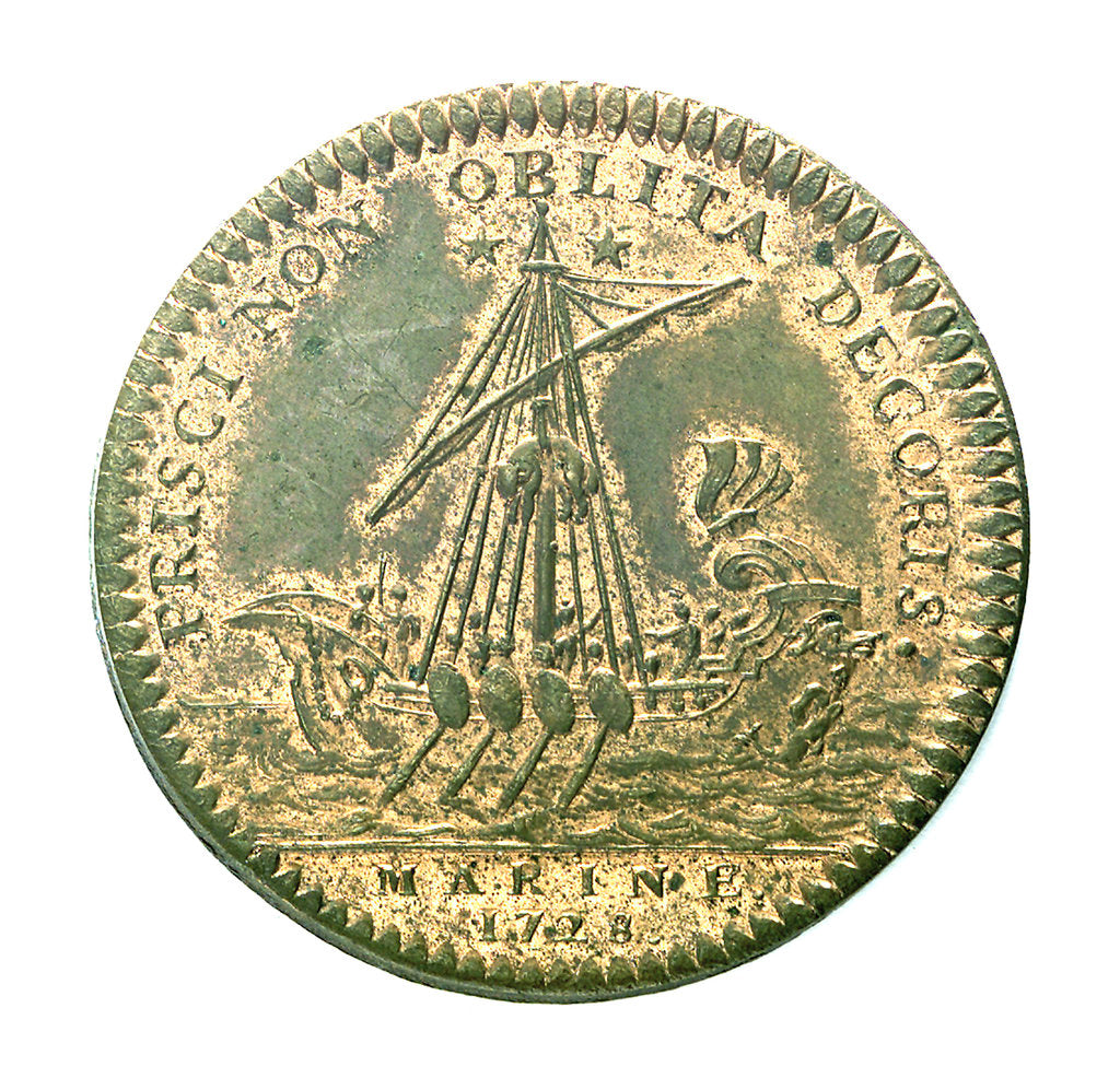 Detail of Counter commemorating Cardinal Fleury's neglect of the navy; reverse by H. Roussel