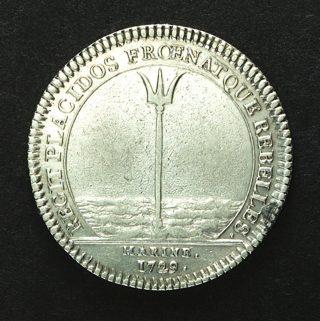 Detail of Counter commemorating the attack on the Tripoli pirates, 1729; reverse by H. Roussel