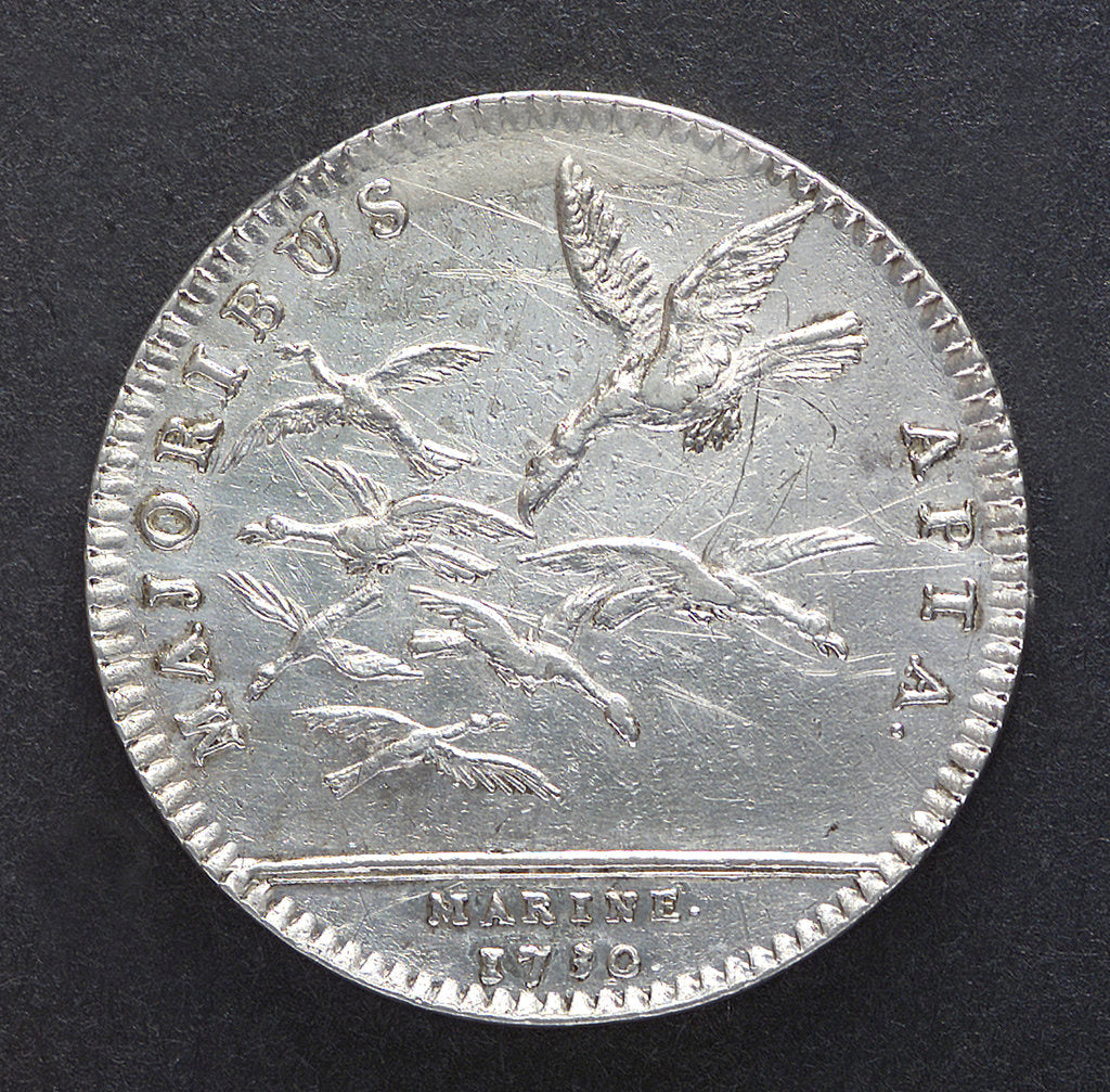 Detail of Counter commemorating peace with the Tripoli pirates, 1730; reverse by unknown