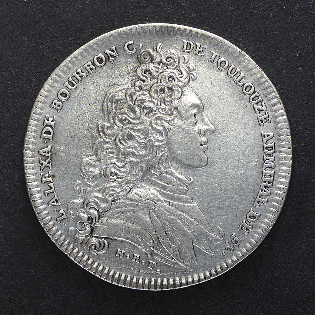 Detail of Counter commemorating the cruise to Newfoundland, 1733; obverse by H. Roussel
