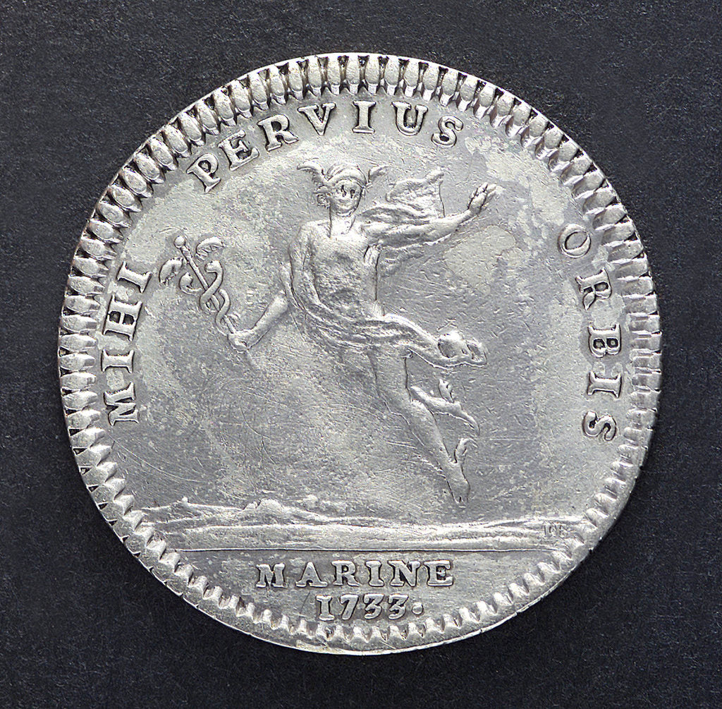 Detail of Counter commemorating the cruise to Newfoundland, 1733; reverse by H. Roussel
