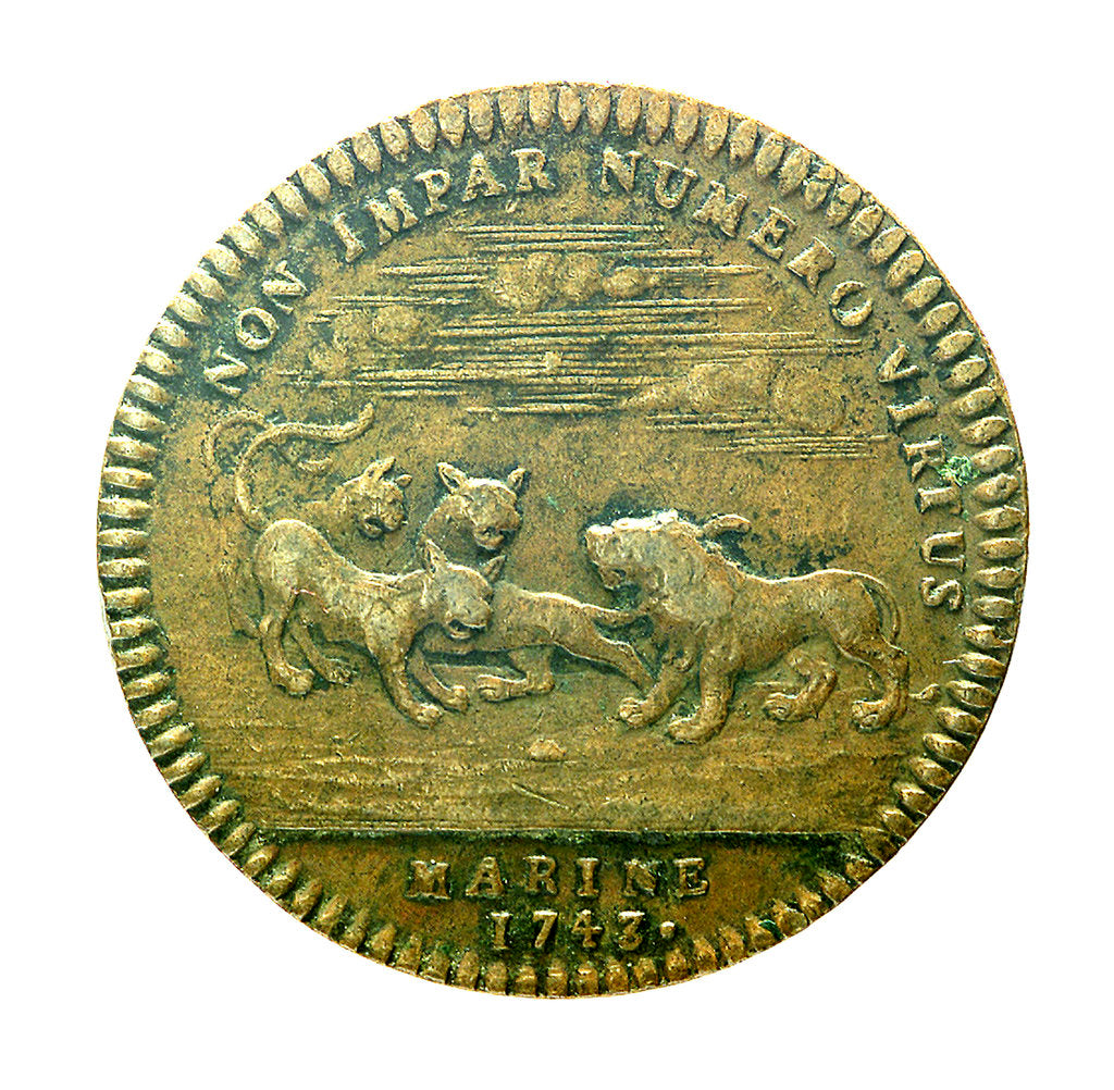 Detail of Counter commemorating the war with England, Austria and the Netherlands; reverse by J.C. Roettier