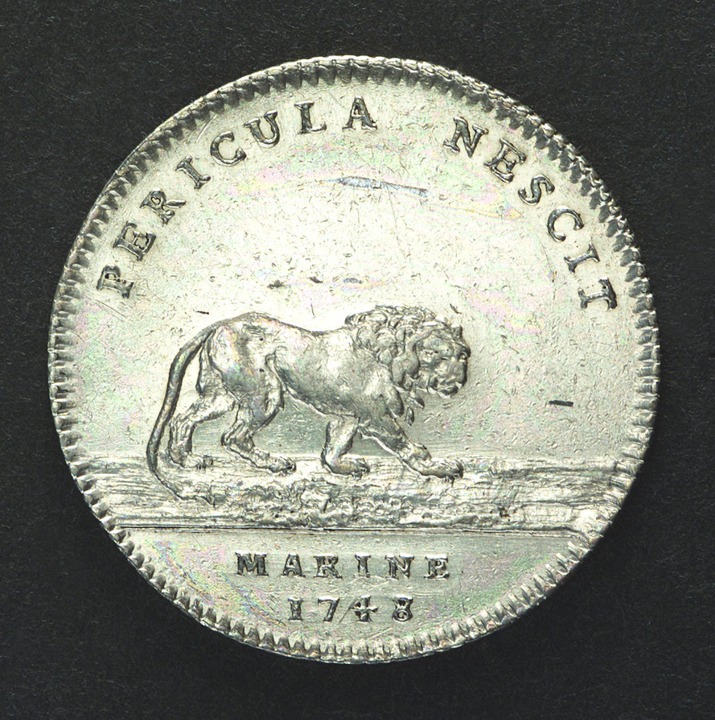 Detail of Counter commemorating the Battle of Cape Finisterre, 1747; reverse by F. Marteau